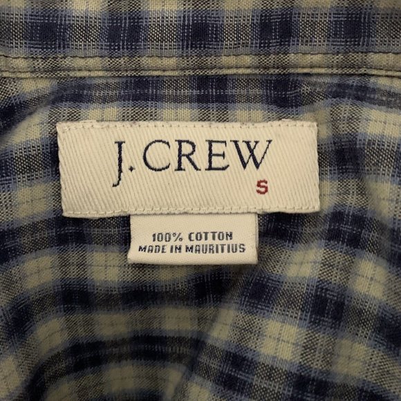 J Crew Mens Size Small Button Front Dress Shirt Micro Plaid Check Blue Green - Picture 5 of 6